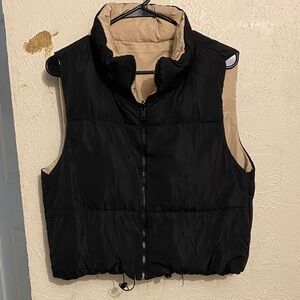 Reversible Black and Tan Puffer Vest